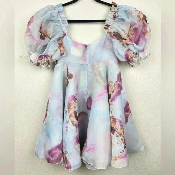 SELKIE The Cupid's Serenade Parliament Dress Women's Medium NWT Puff Sleeve Blue - Picture 13 of 16